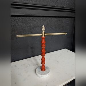 Vintage Towel Rack Stand-Jewellery Stand-Freestanding-Marble Base 12" x 10.5"